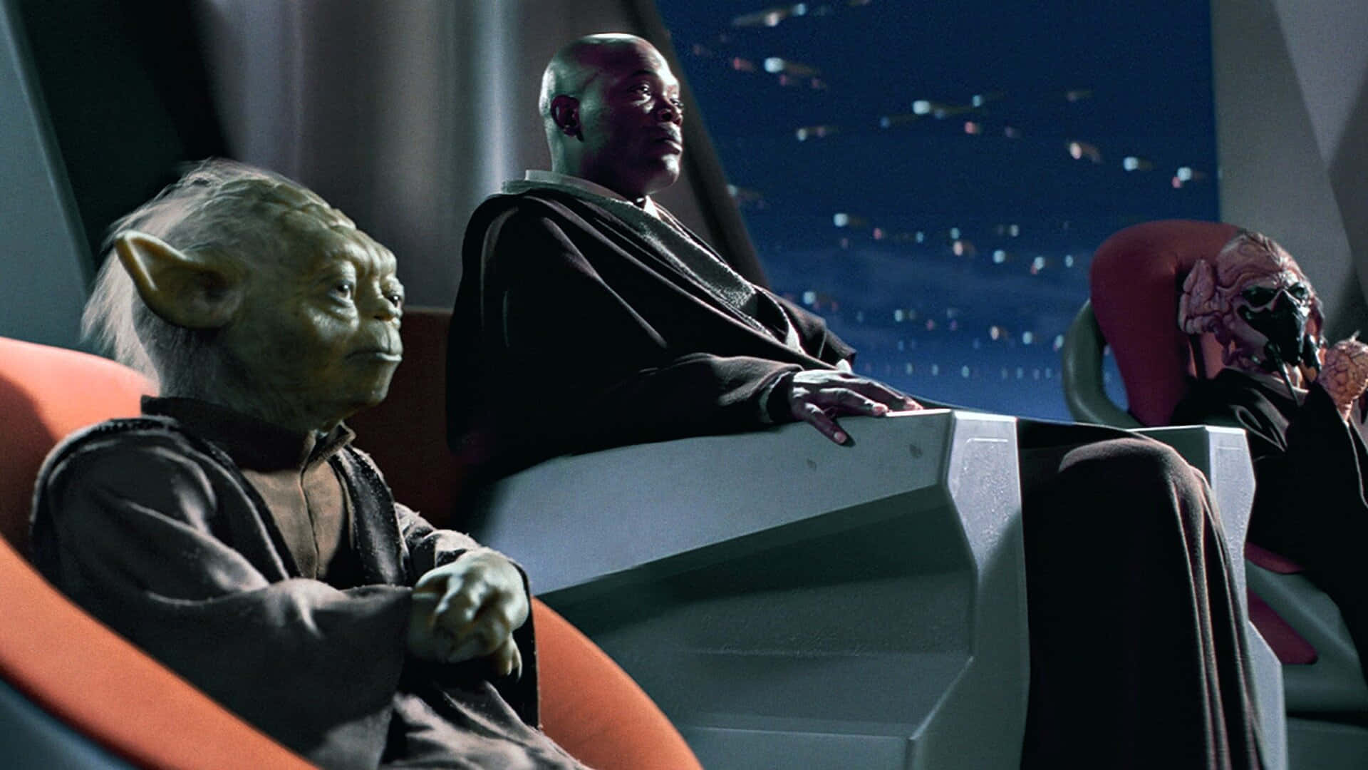 Jedi Council Meeting: Master Yoda and the Jedi Council in Session Wallpaper