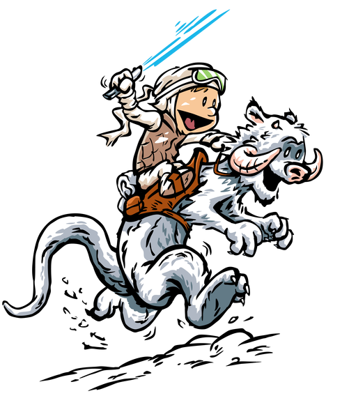 Jedi Knight Riding Tauntaun Cartoon PNG
