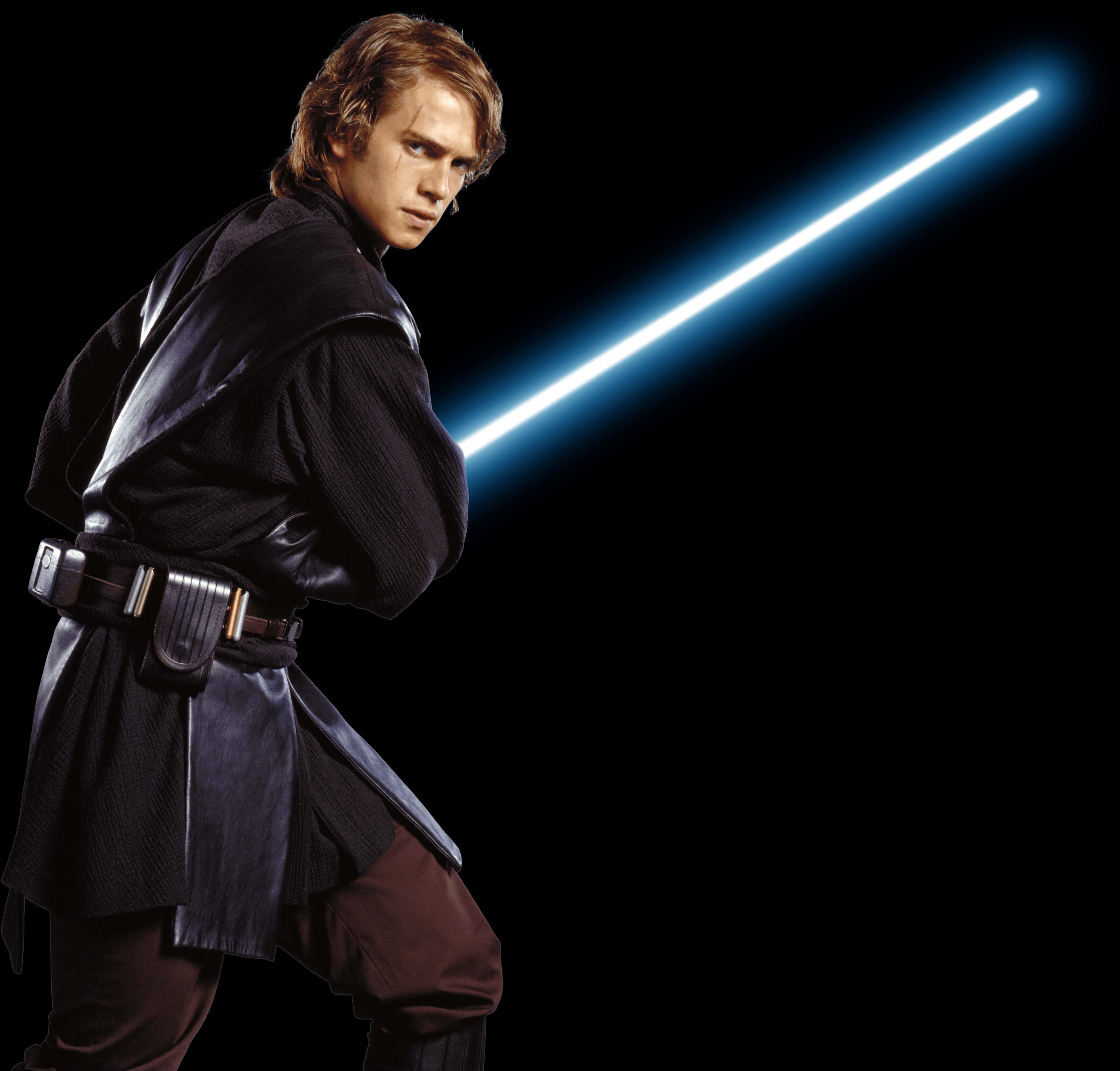 Jedi Knight With Blue Lightsaber PNG