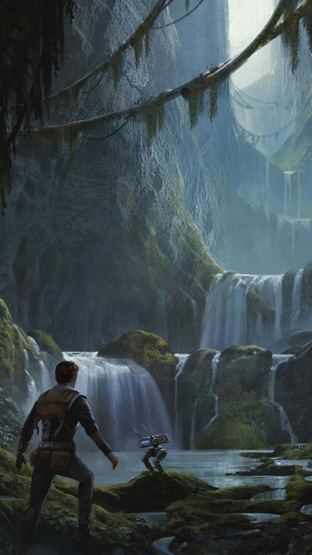 Jedi Survivor Waterfall Exploration Wallpaper