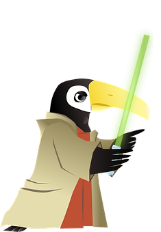 Jedi Toucan Holding Lightsaber PNG