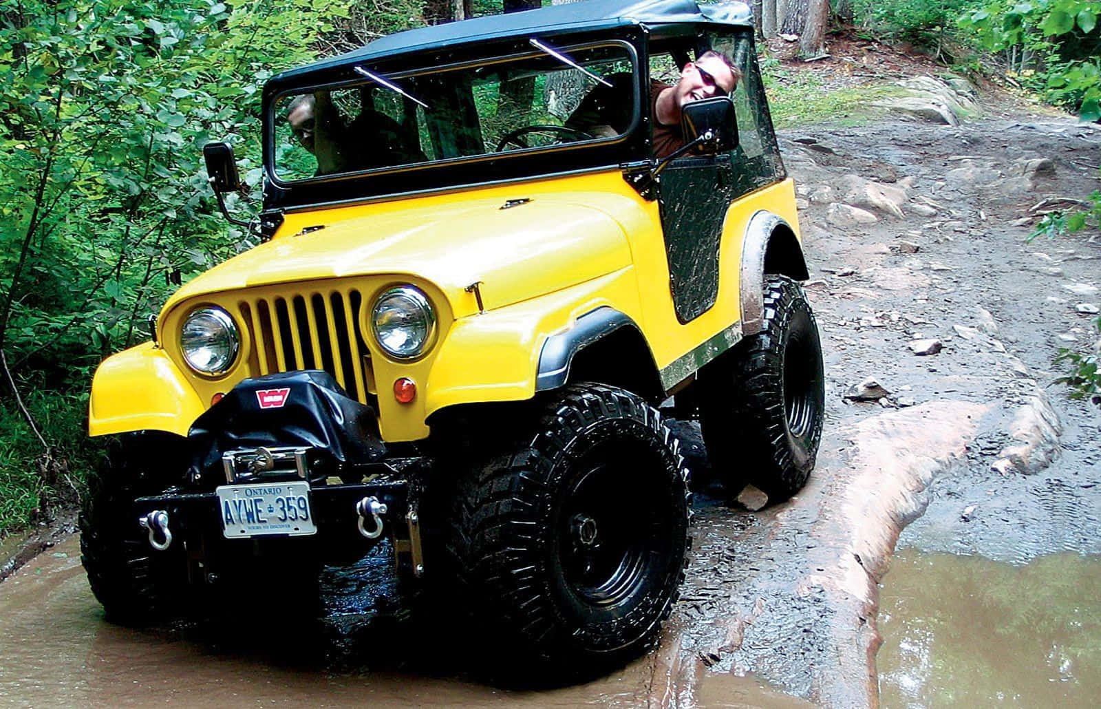 Classic Jeep CJ on a Scenic Off-road Adventure Wallpaper