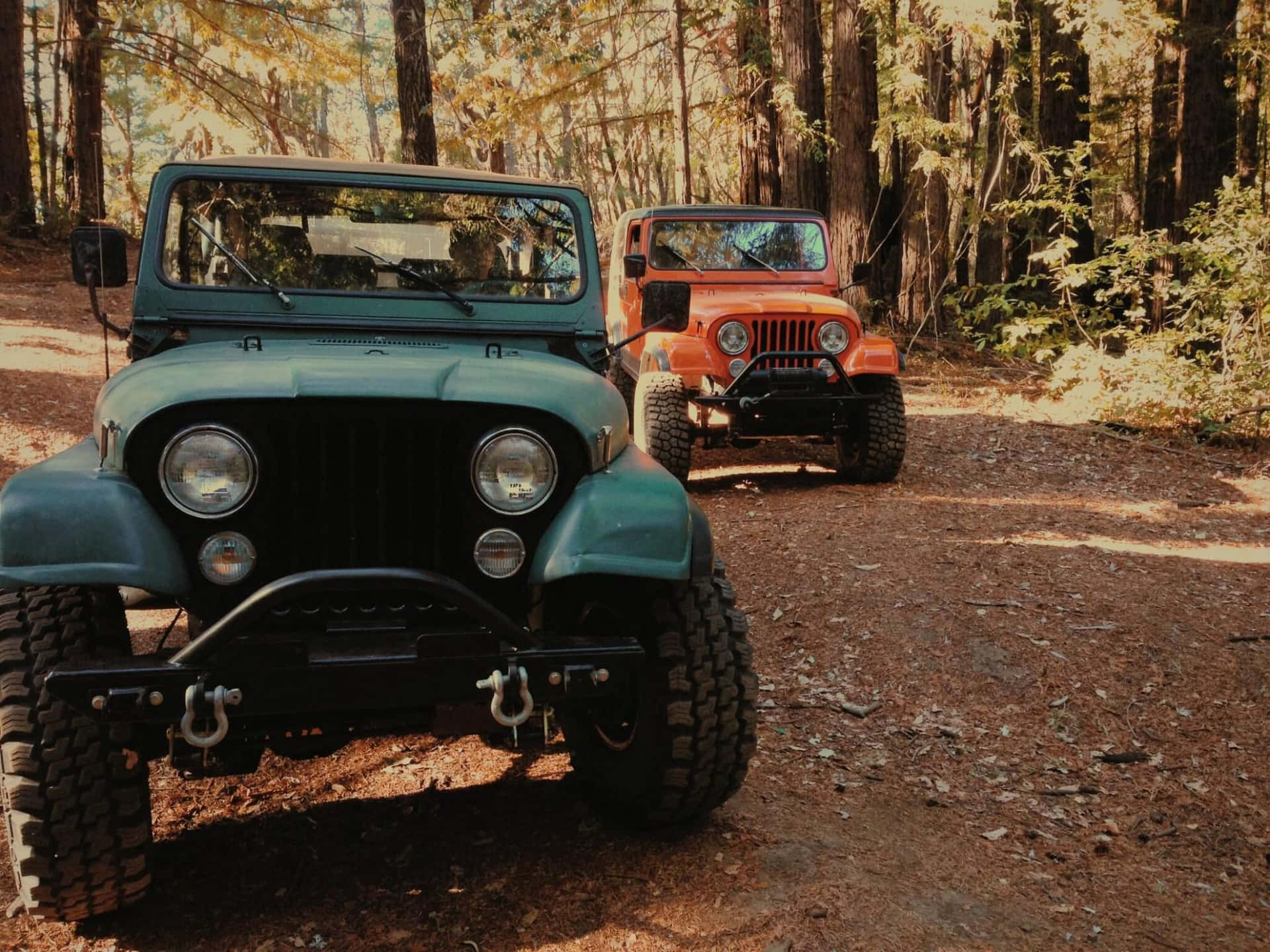 Vintage 1986 Jeep CJ parked outdoors Wallpaper