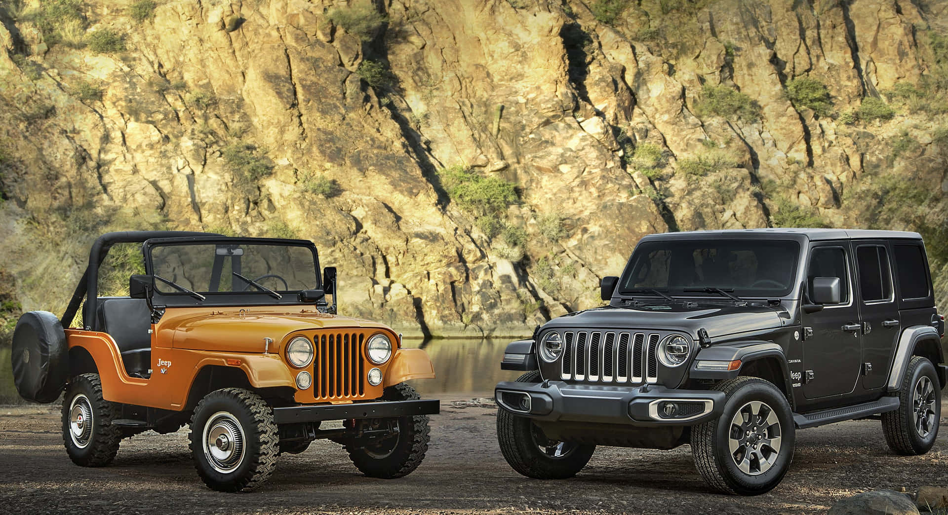 Classic Jeep CJ conquering the rugged off-road terrain Wallpaper