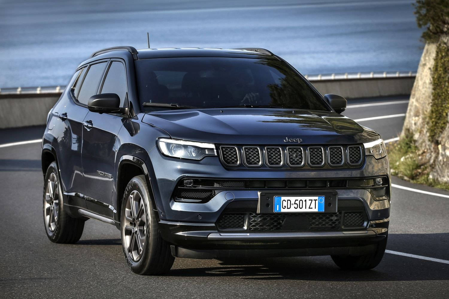 Jeep Compass Dark Blue On Curved Road Picture