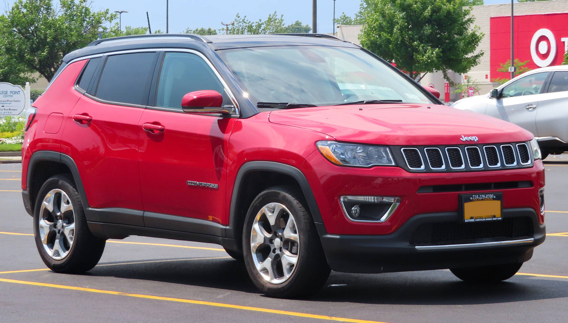 Jeep Compass Red Aesthetic Driving On Road Wallpaper
