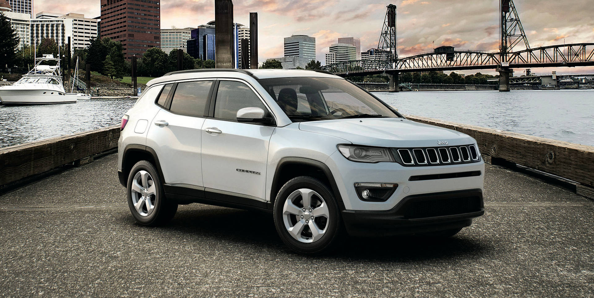 Luxurious Elegance - The White Jeep Compass Wallpaper
