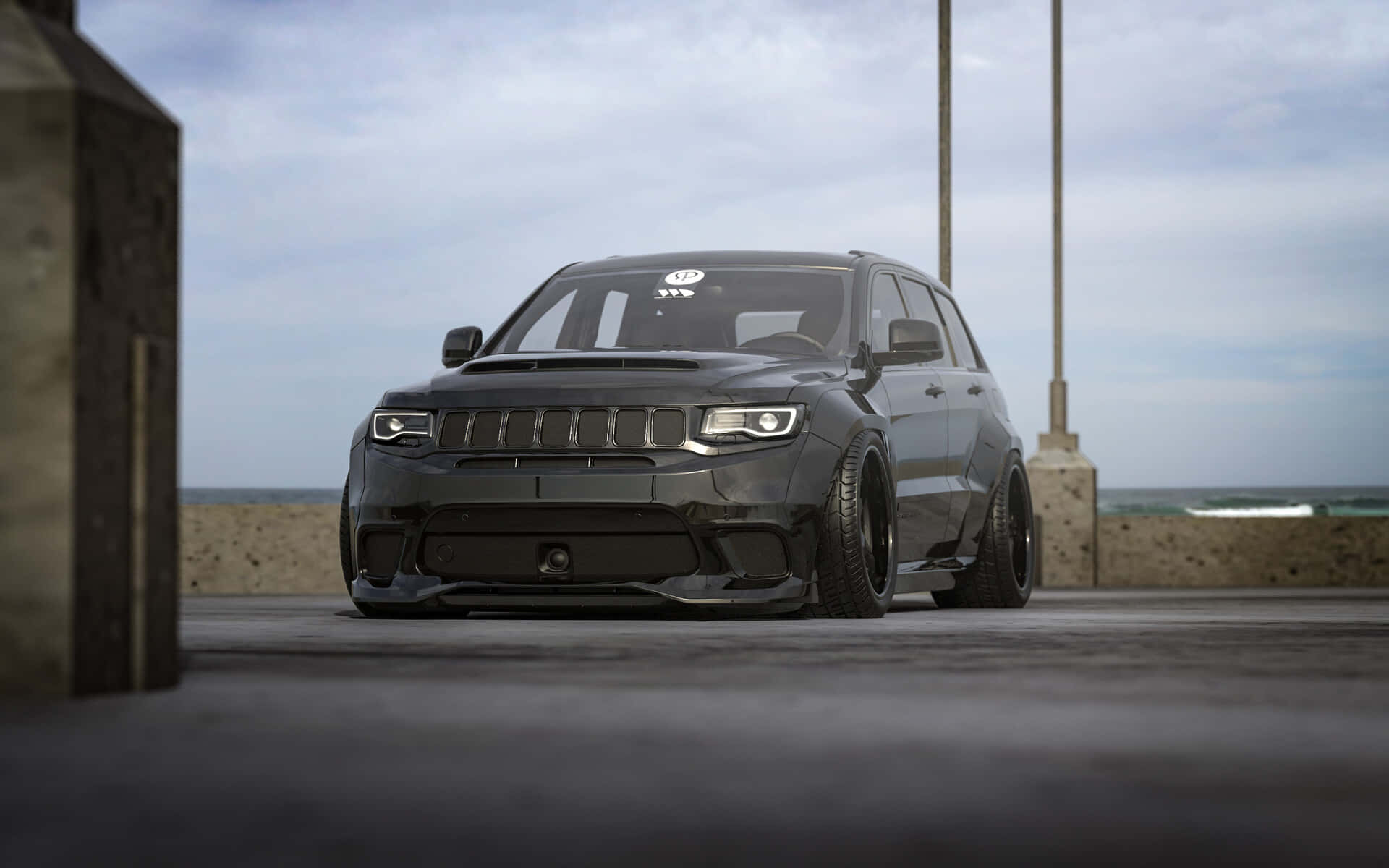 Enjoy the freedom of the open road in the Jeep Trackhawk Wallpaper