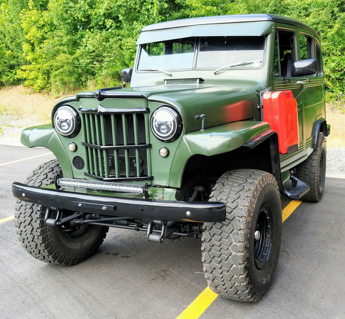 Caption: Vintage Jeep Willys 4x4 Off-Road Adventure Wallpaper