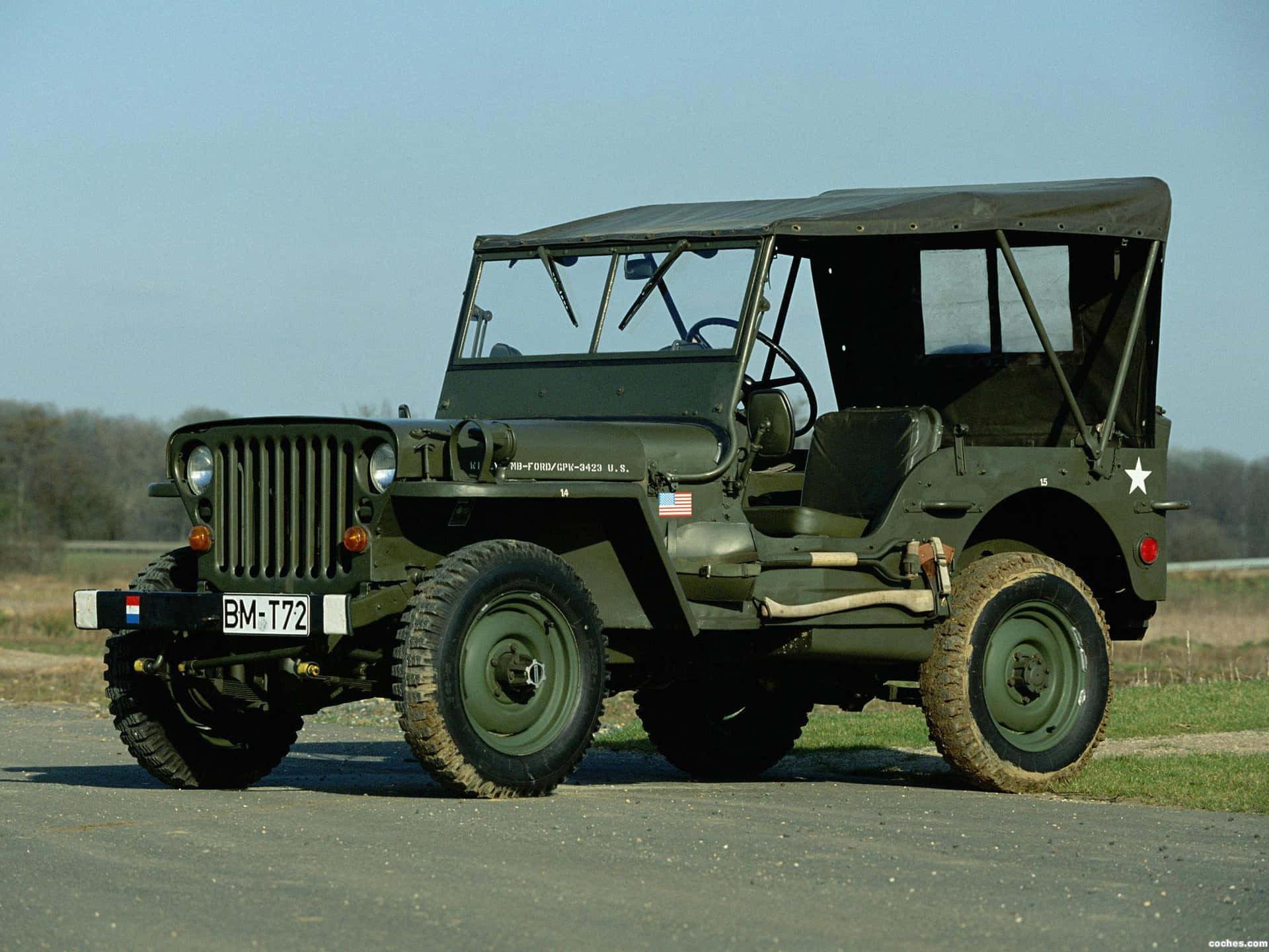 Vintage Jeep Willys in the Wilderness Wallpaper