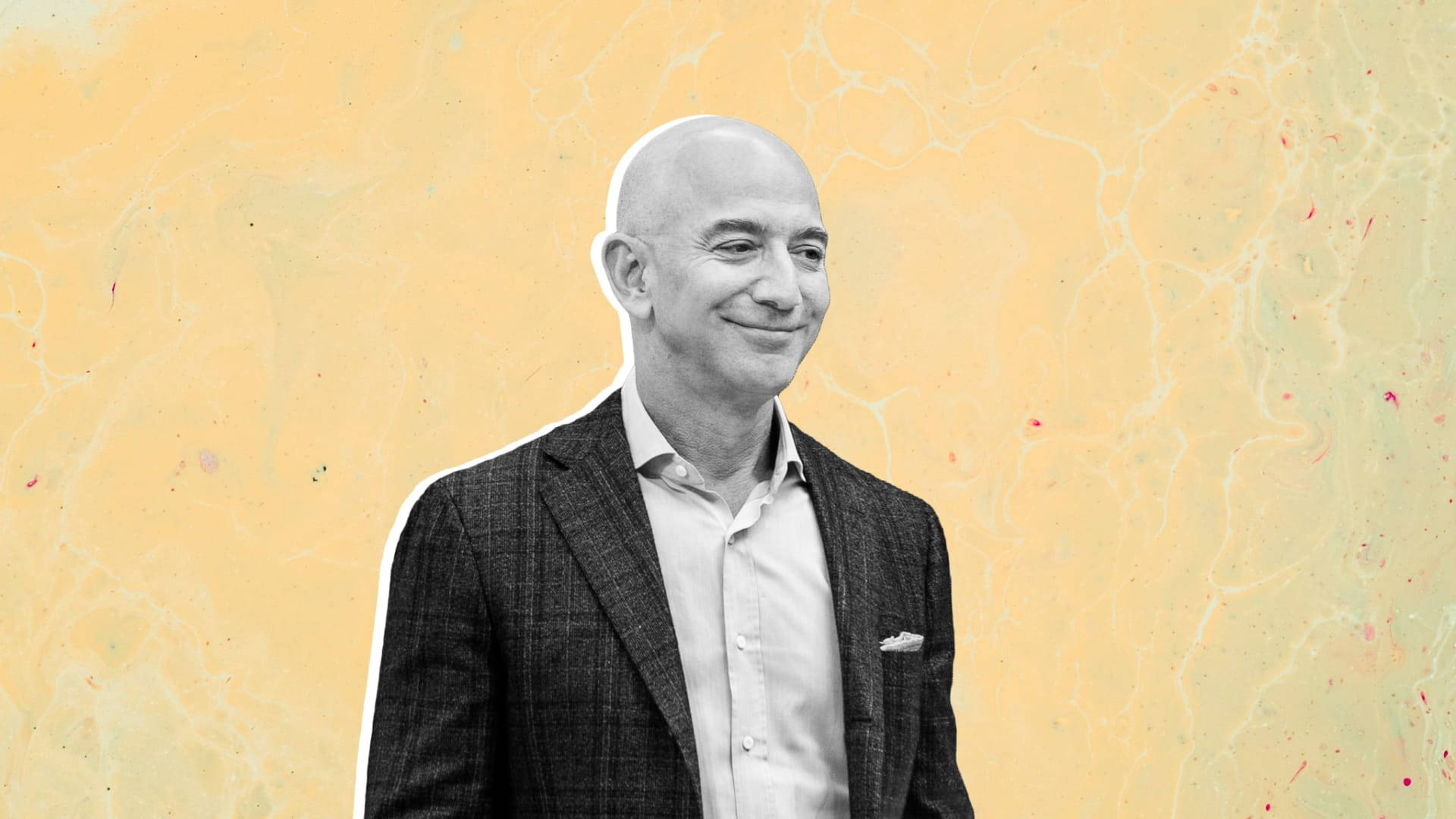 Jeff Bezos På En Gul Baggrund Wallpaper