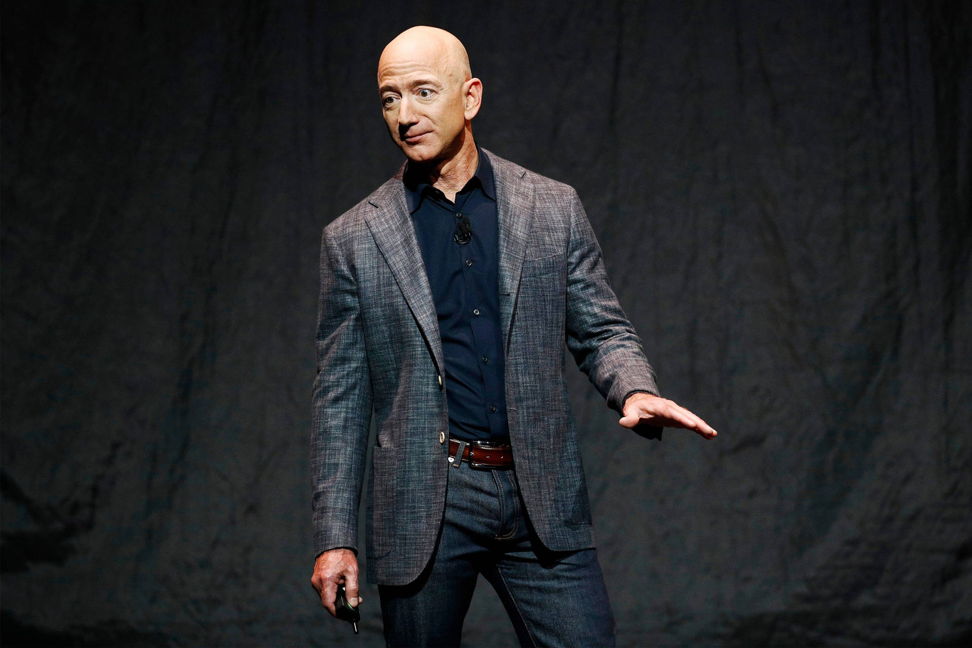 Jeff Bezos On Dark Backdrop Wallpaper