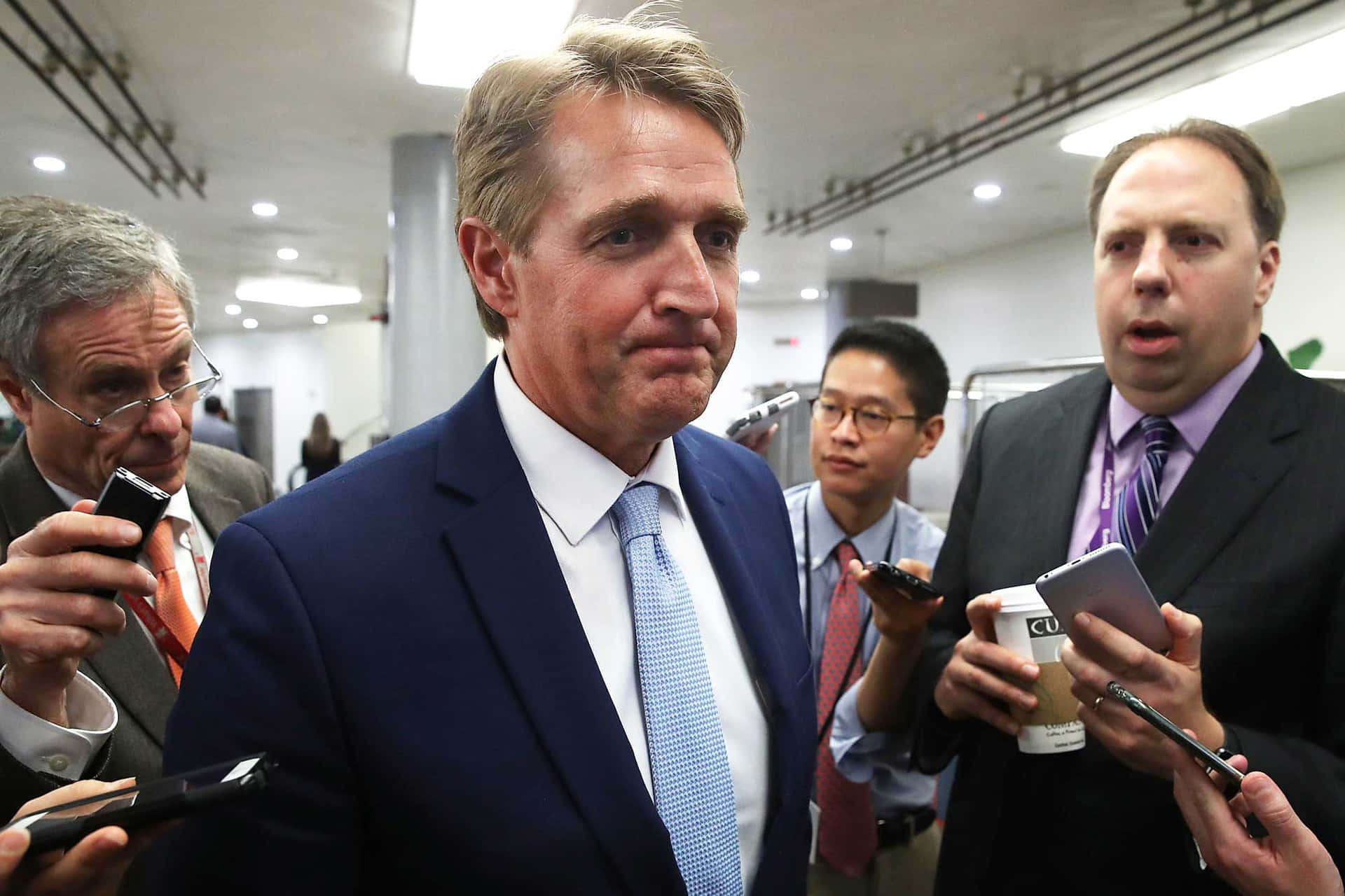 Jeff Flake Surrounded By Reporters Wallpaper