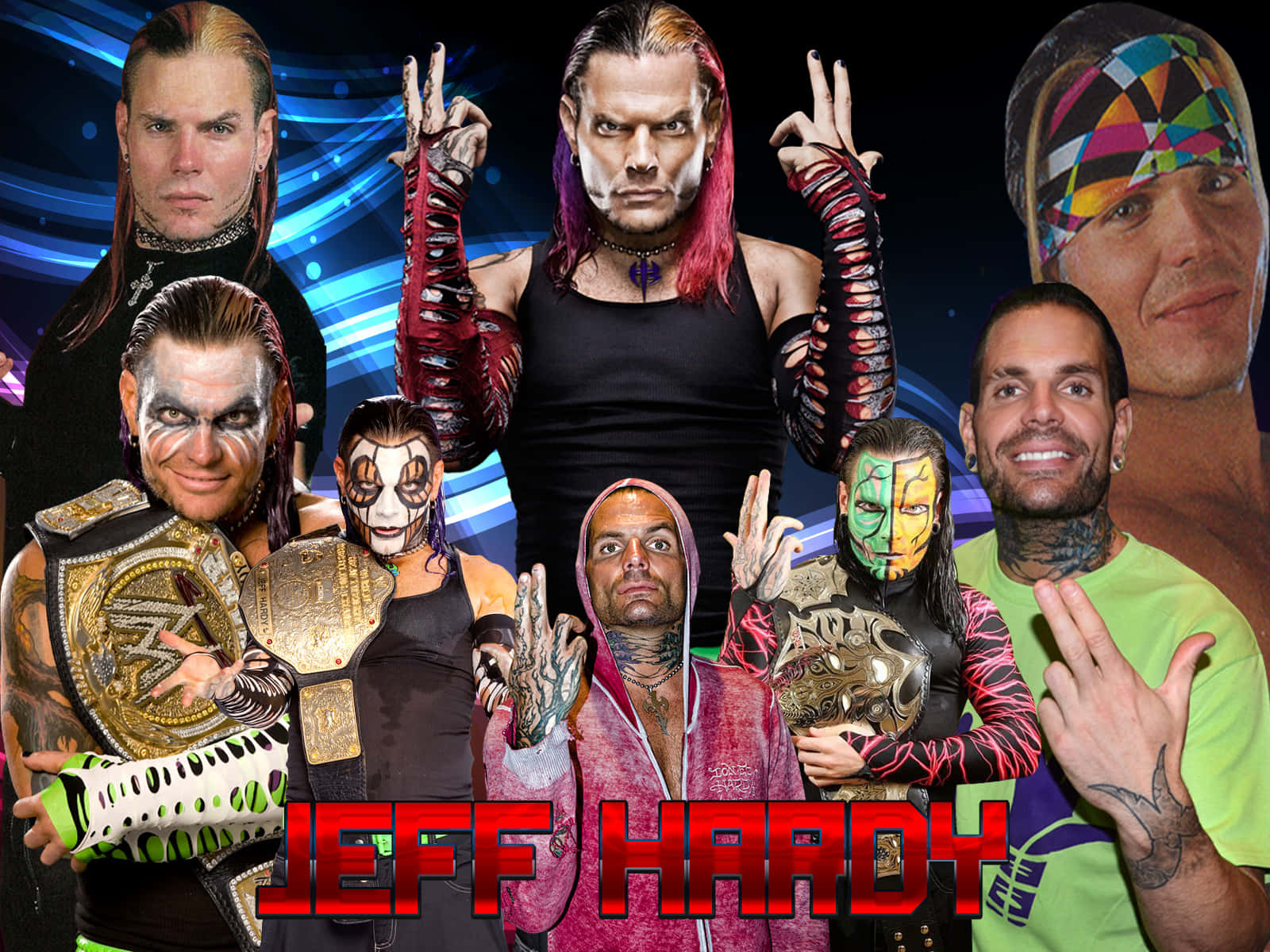 Jeff Hardy Collage Of Several Pictures Wallpaper