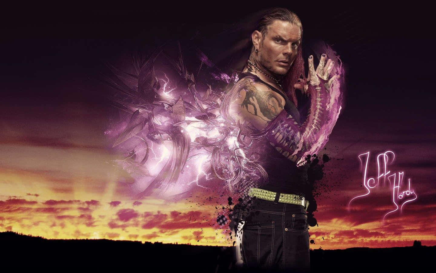 Jeff Hardy Graphic With Glowing Pink Wings Wallpaper
