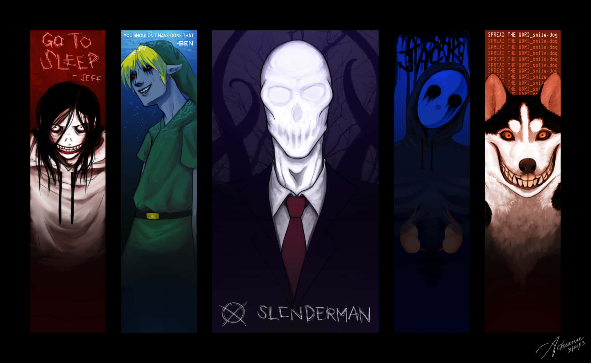 Jeff the Killer, CreepyPasta Character pics (both animated and real life  versions)