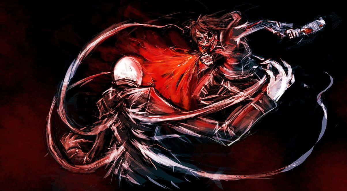 Eineschwarz-rot-zeichnung Von Zwei Charakteren, Die Kämpfen. Wallpaper