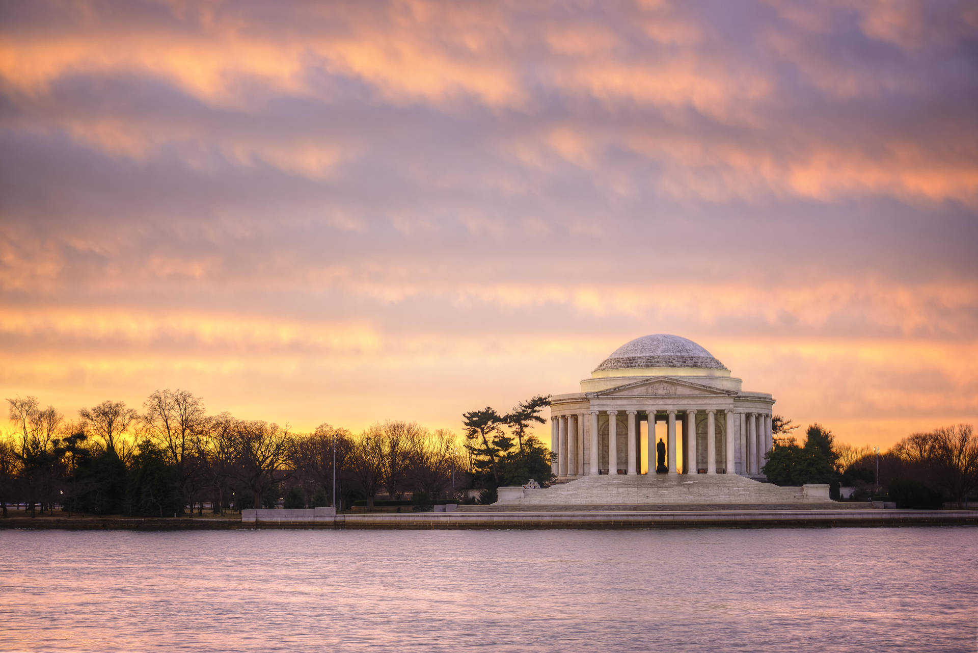 Jeffersonmemorial Wundervoller Sonnenuntergangshimmel Wallpaper