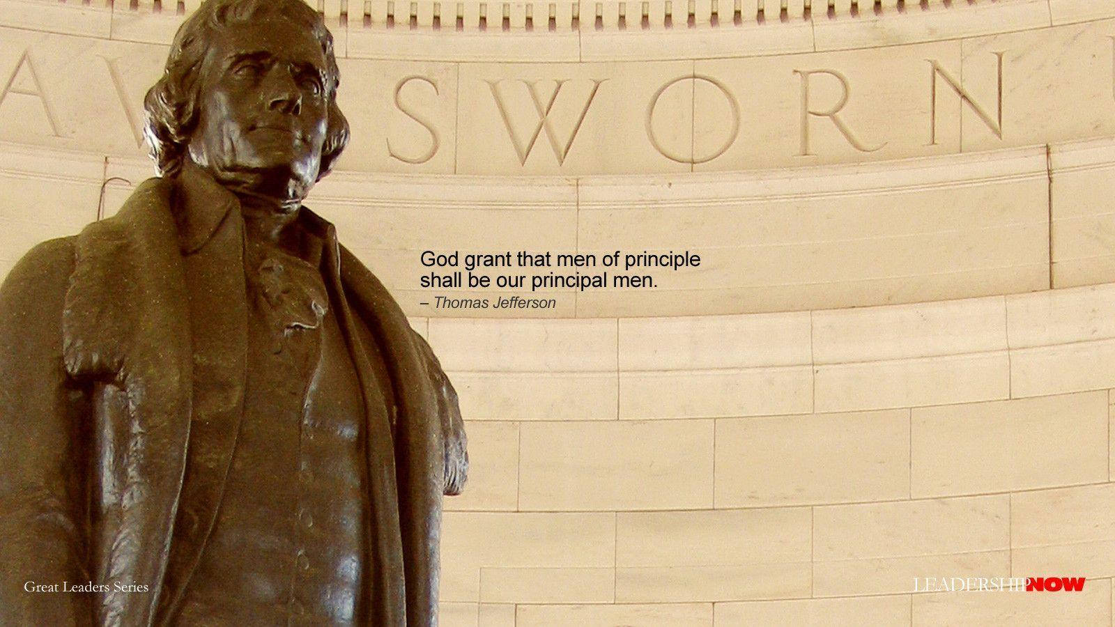 Jefferson Memorial Statue And Quote Background
