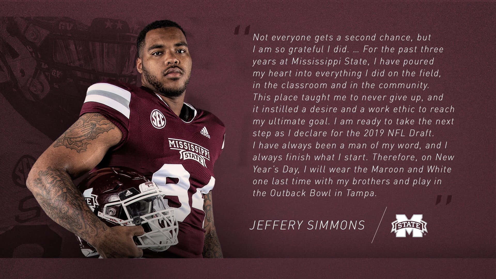 Jeffery Simmons Mississippi State Football Promo Wallpaper