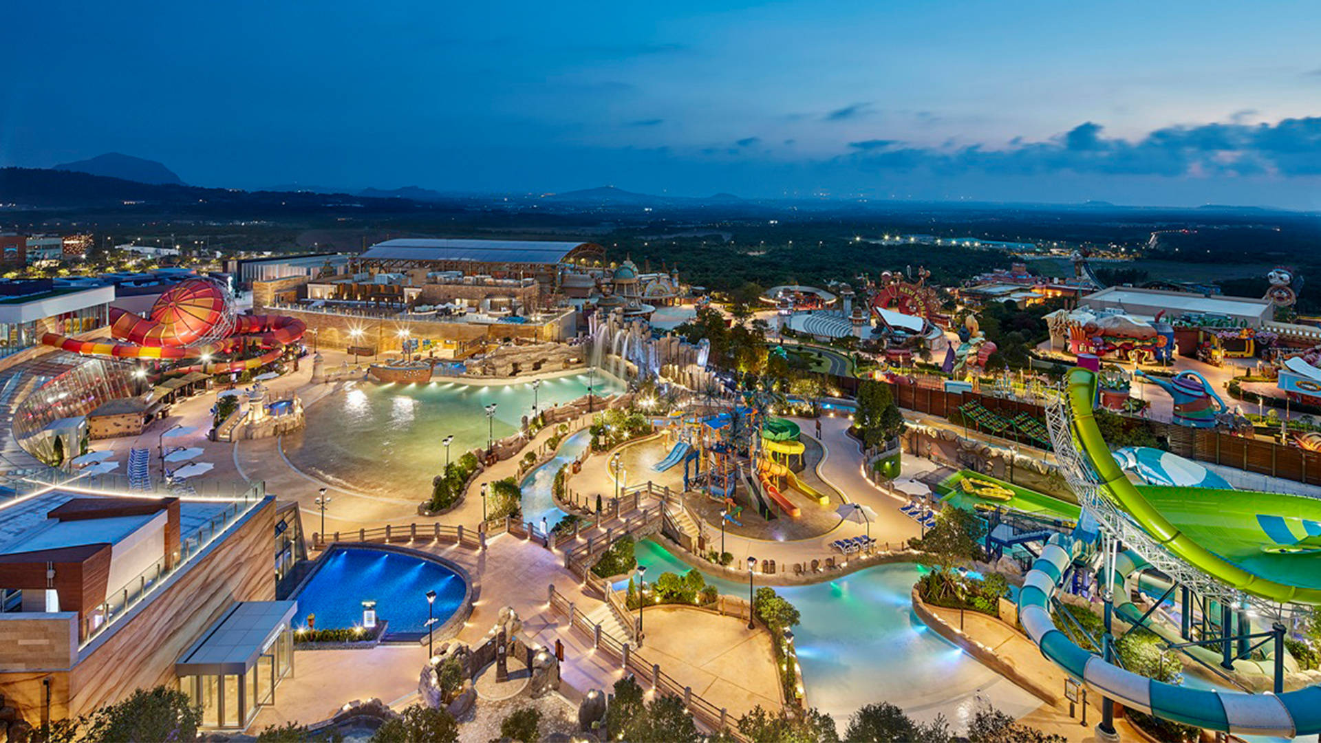 Enthralling view of a waterpark at Jeju Island Wallpaper