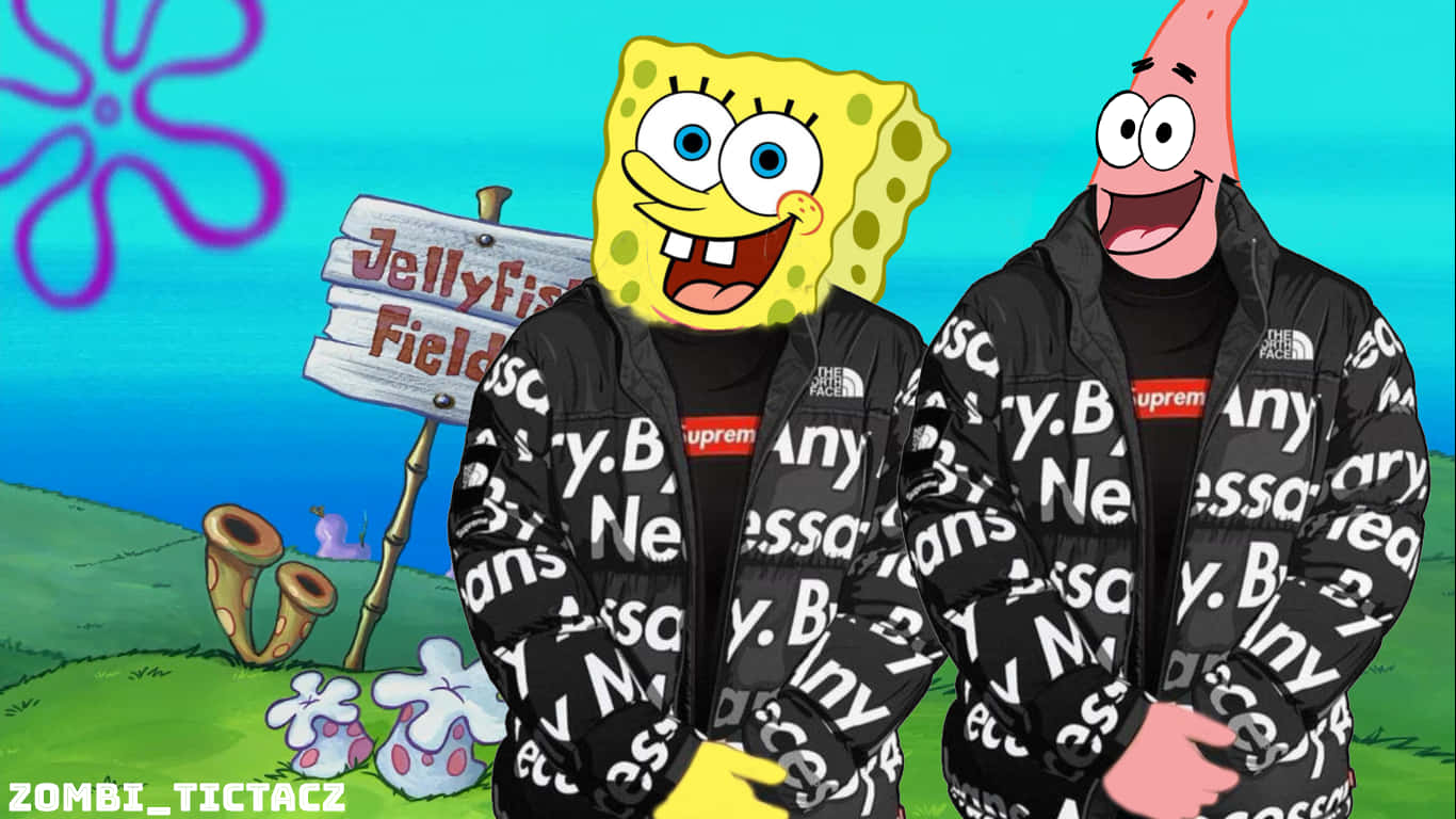 Suprem SpongeBob SquarePants t-shirt design. Wallpaper