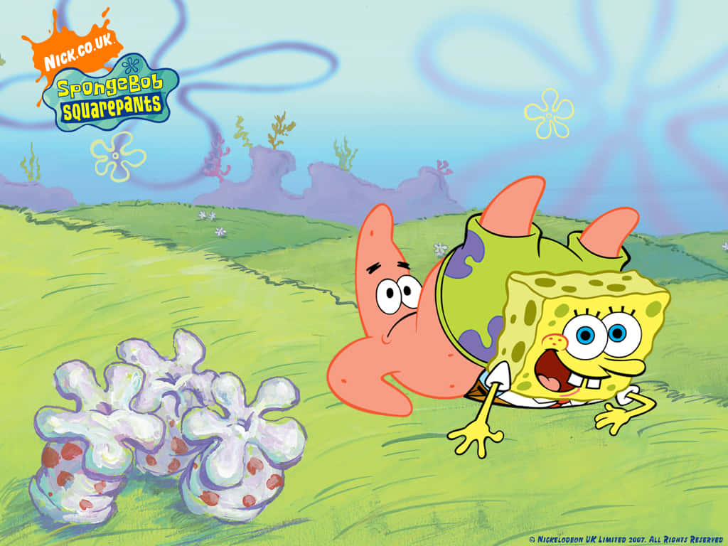 Spongebob And Patrick At Jellyfish Fields Wallpaper