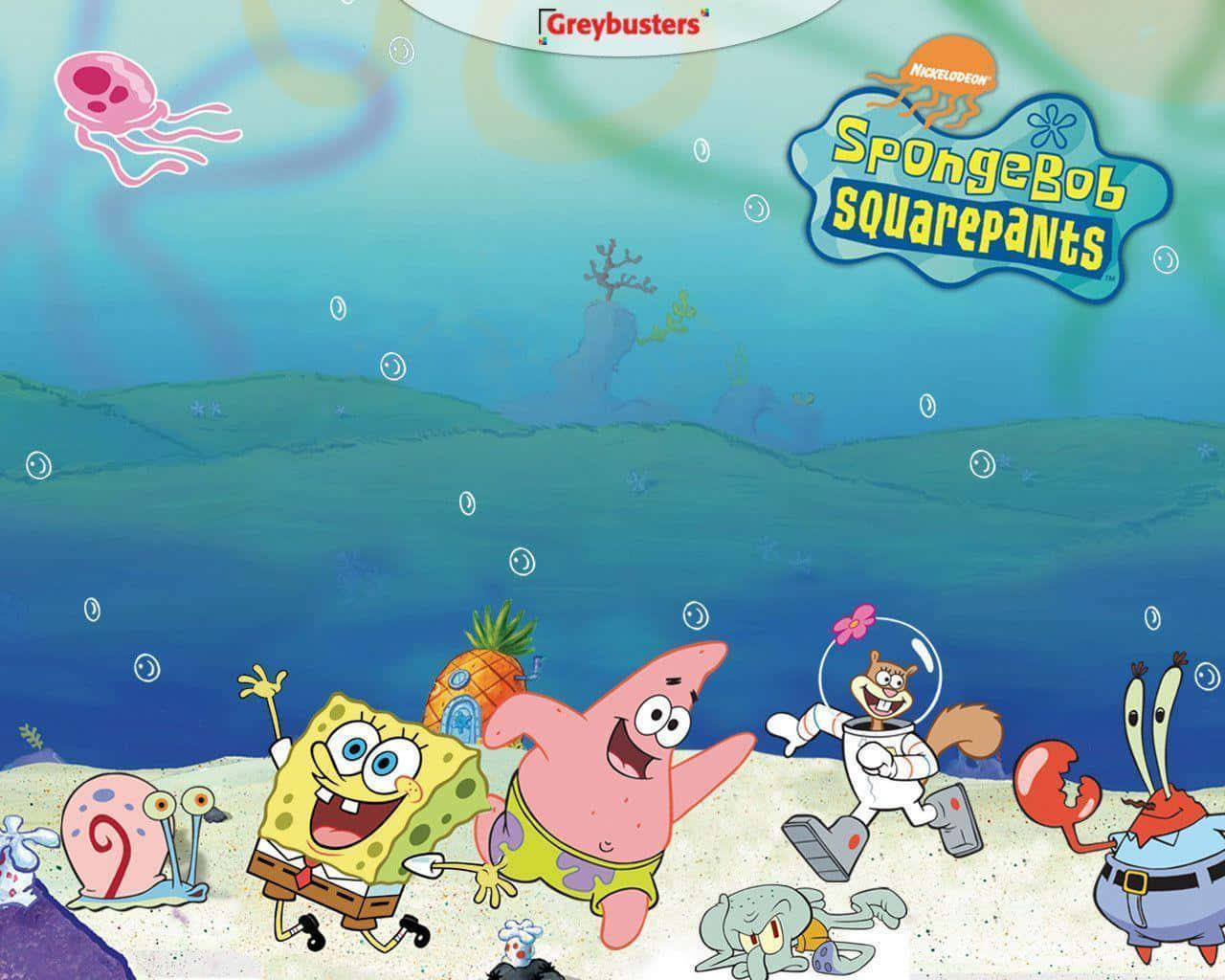 Happy Spongebob Patrick Jellyfish Fields Wallpaper