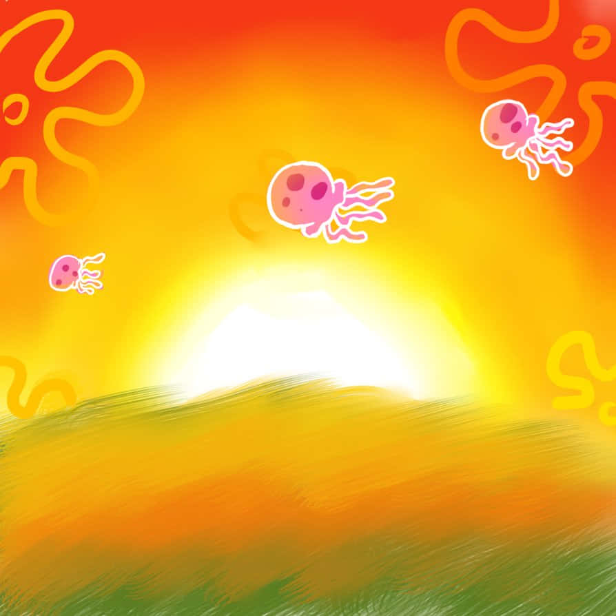 Sunset Jellyfish Fields Wallpaper