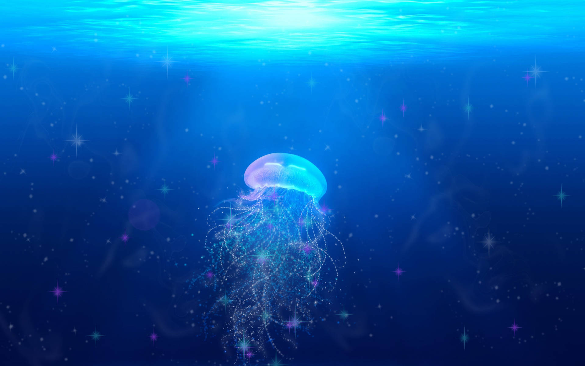 Jellyfish Swimming In Digital Wallpaper