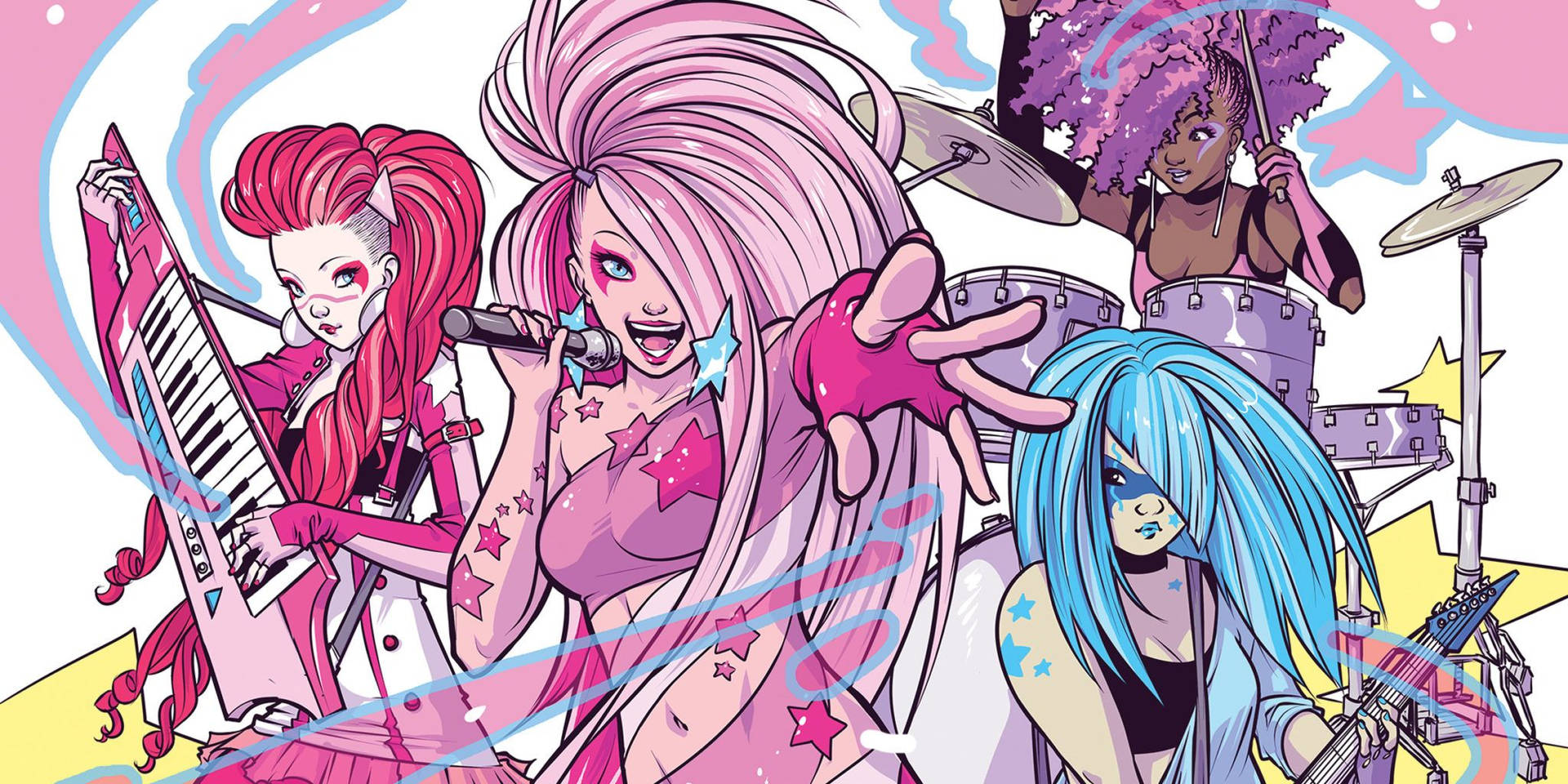 Jem Band With Musical Instruments Wallpaper