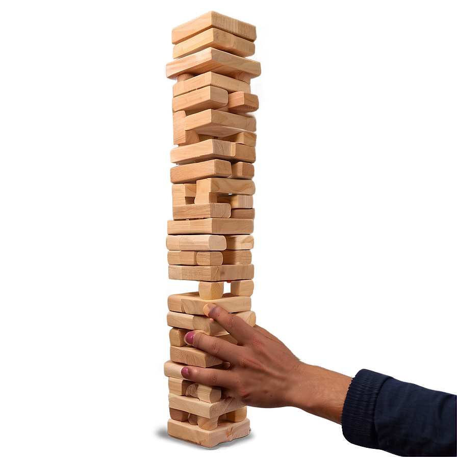 Jenga Tower Mid-game Png 06112024 PNG