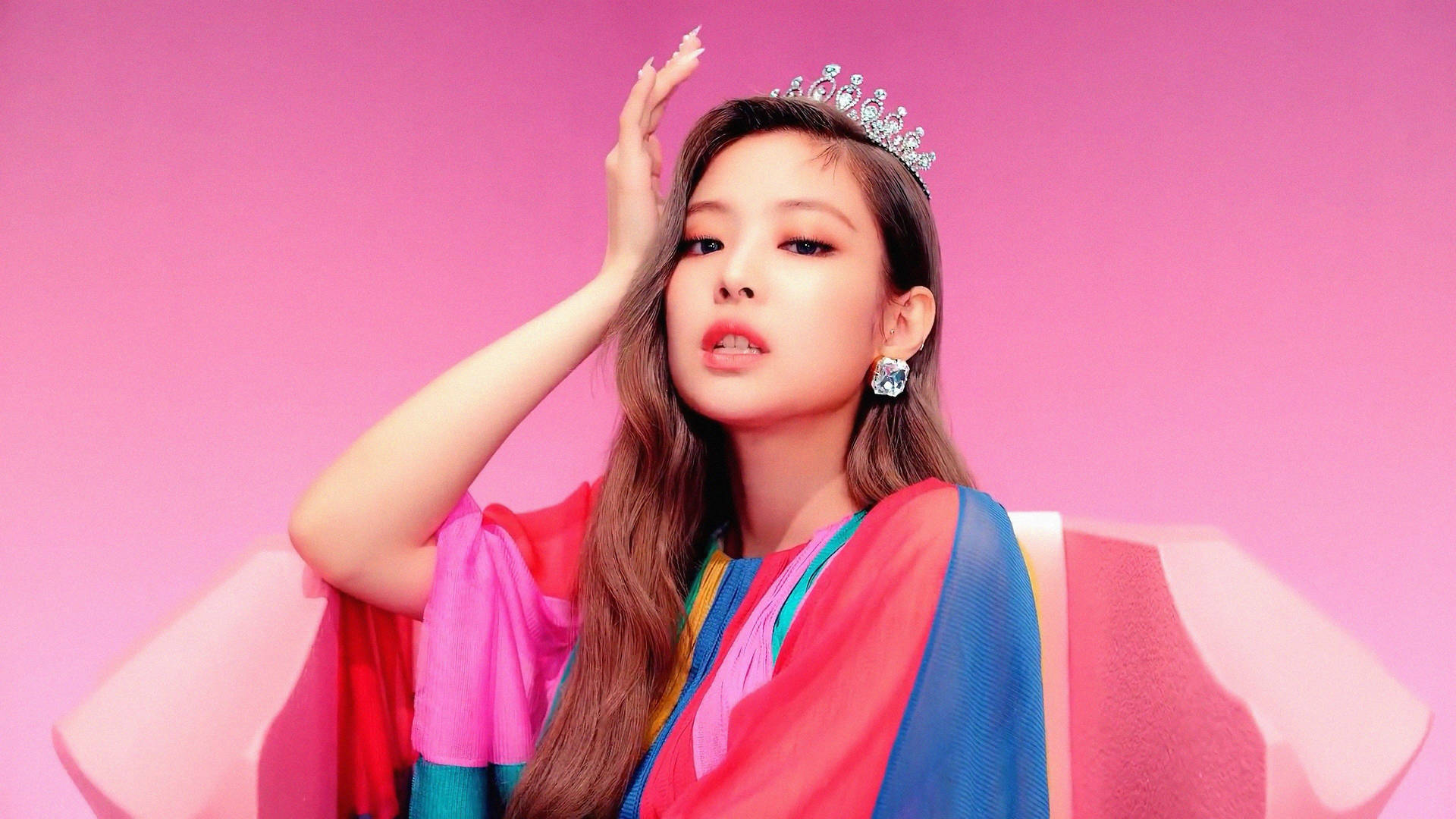 Jennie Kim Queen Face With Crown Background