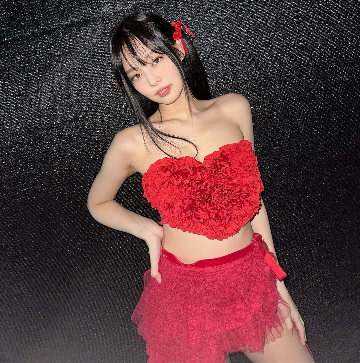 Jennie Kim Sexy In Red Picture