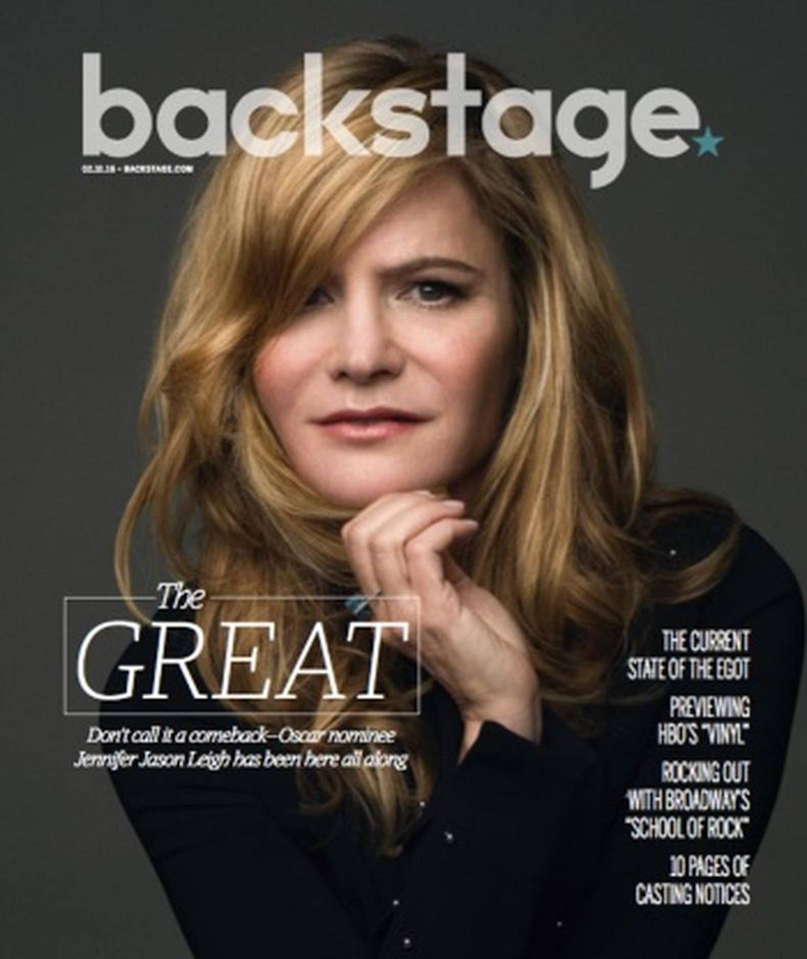 Jennifer Jason Leigh Backstage Magazine Wallpaper