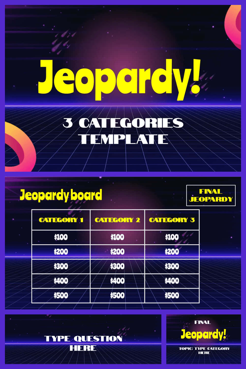 Jeopardy 3 Categories Template