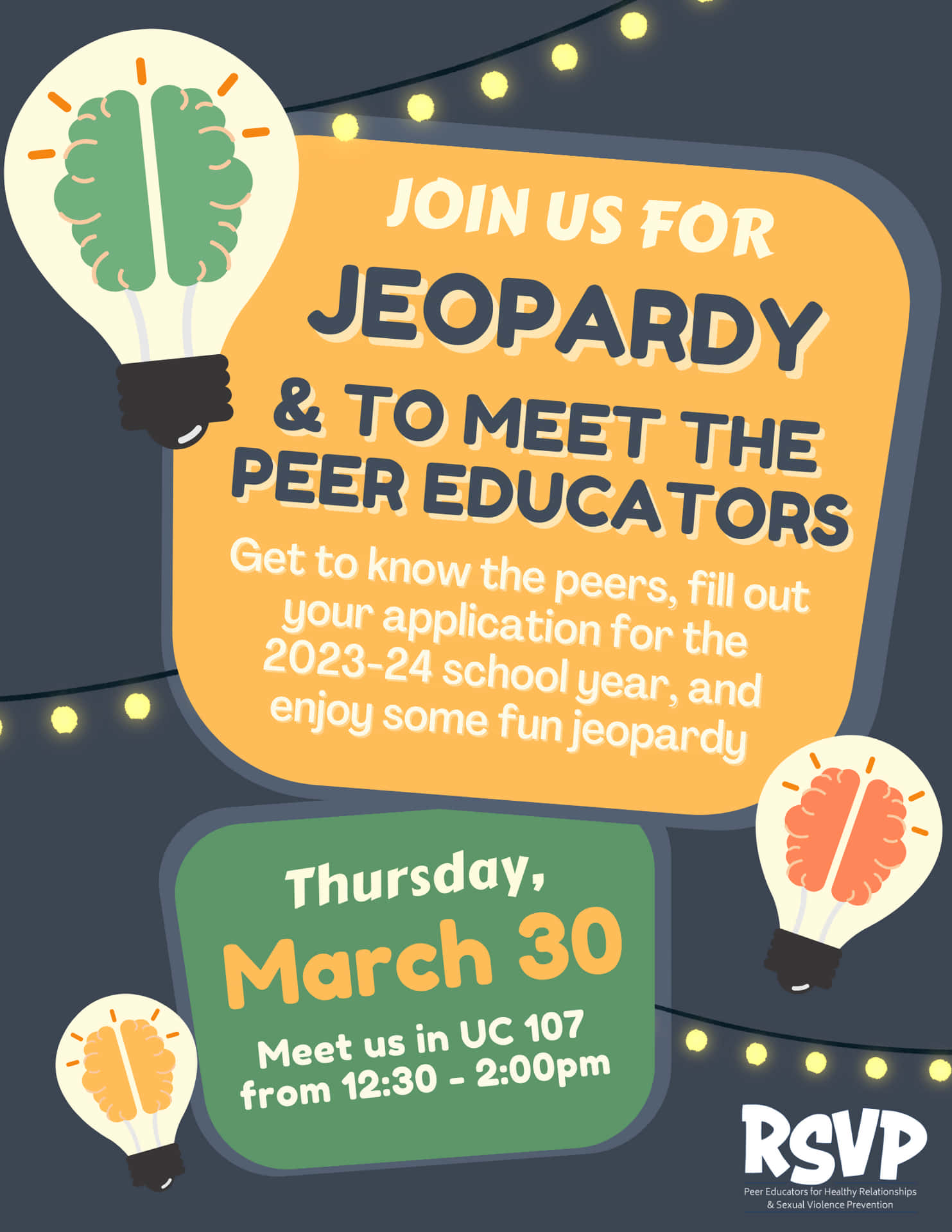 A Poster For The Jeopardy And Meet The Peer Educators
