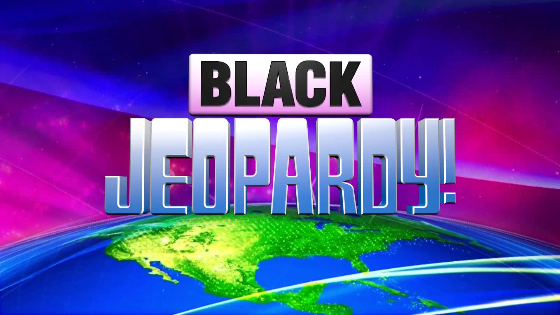 Schwarzesjeopardy-logo Mit Einem Globus Und Den Worten