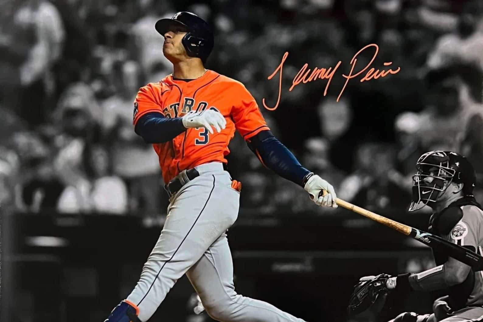 Jeremy Pena Swinging Baseball Action Wallpaper