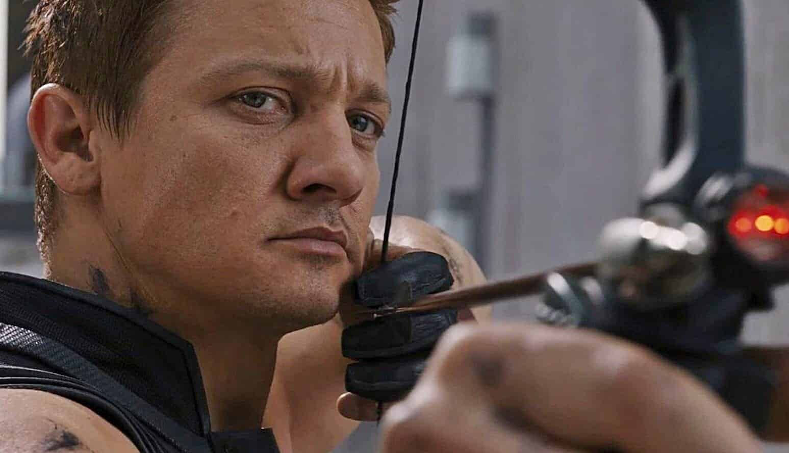 Jeremy Renner Aiming With A Bow Wallpaper