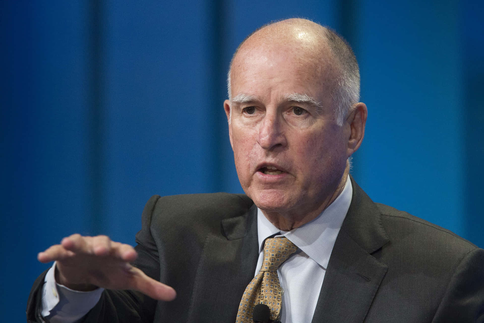 Governor Jerry Brown Making a Statement Wallpaper
