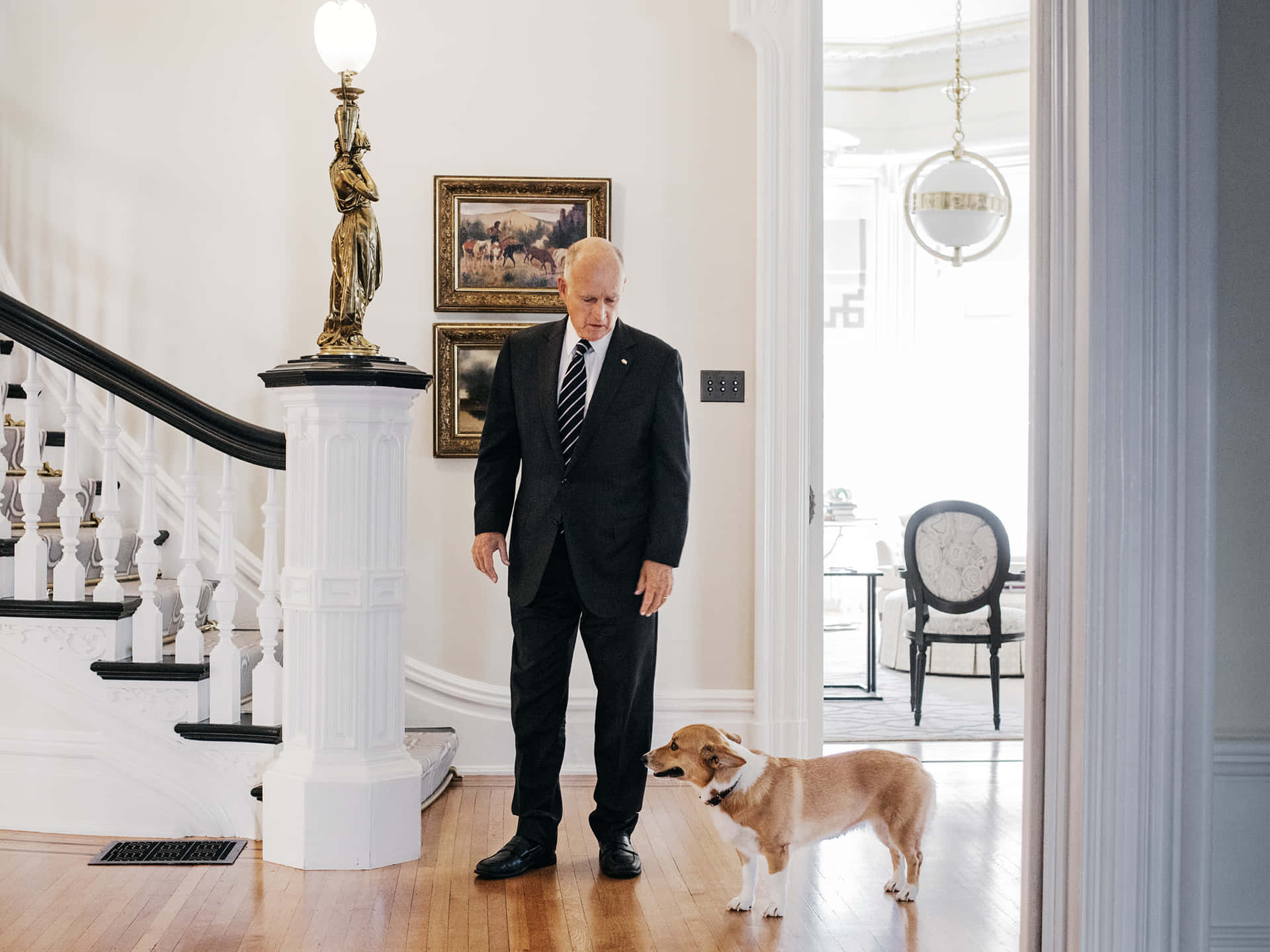 Governor Jerry Brown with his dog Wallpaper