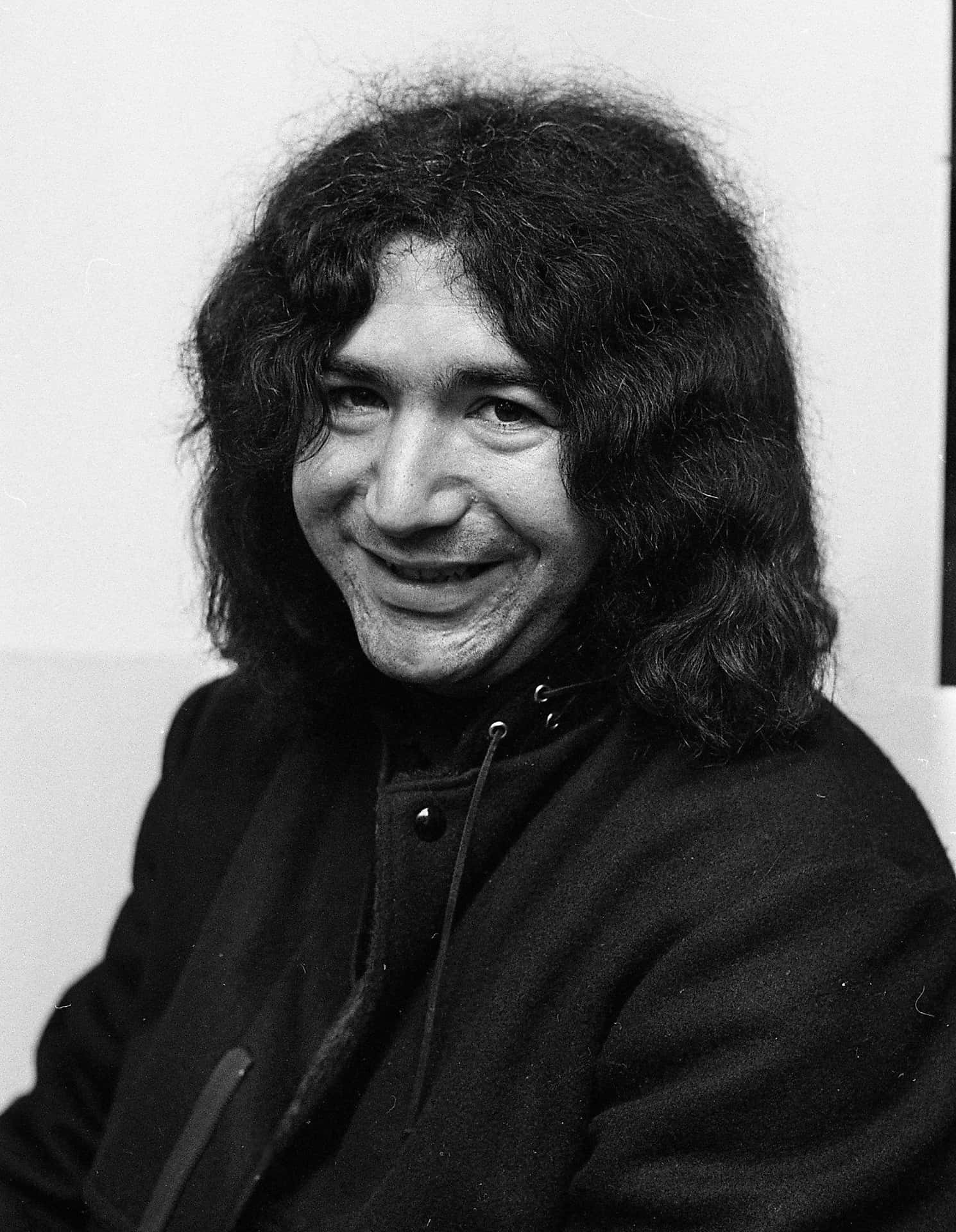 Jerry Garcia Smiling Portrait Blackand White Wallpaper