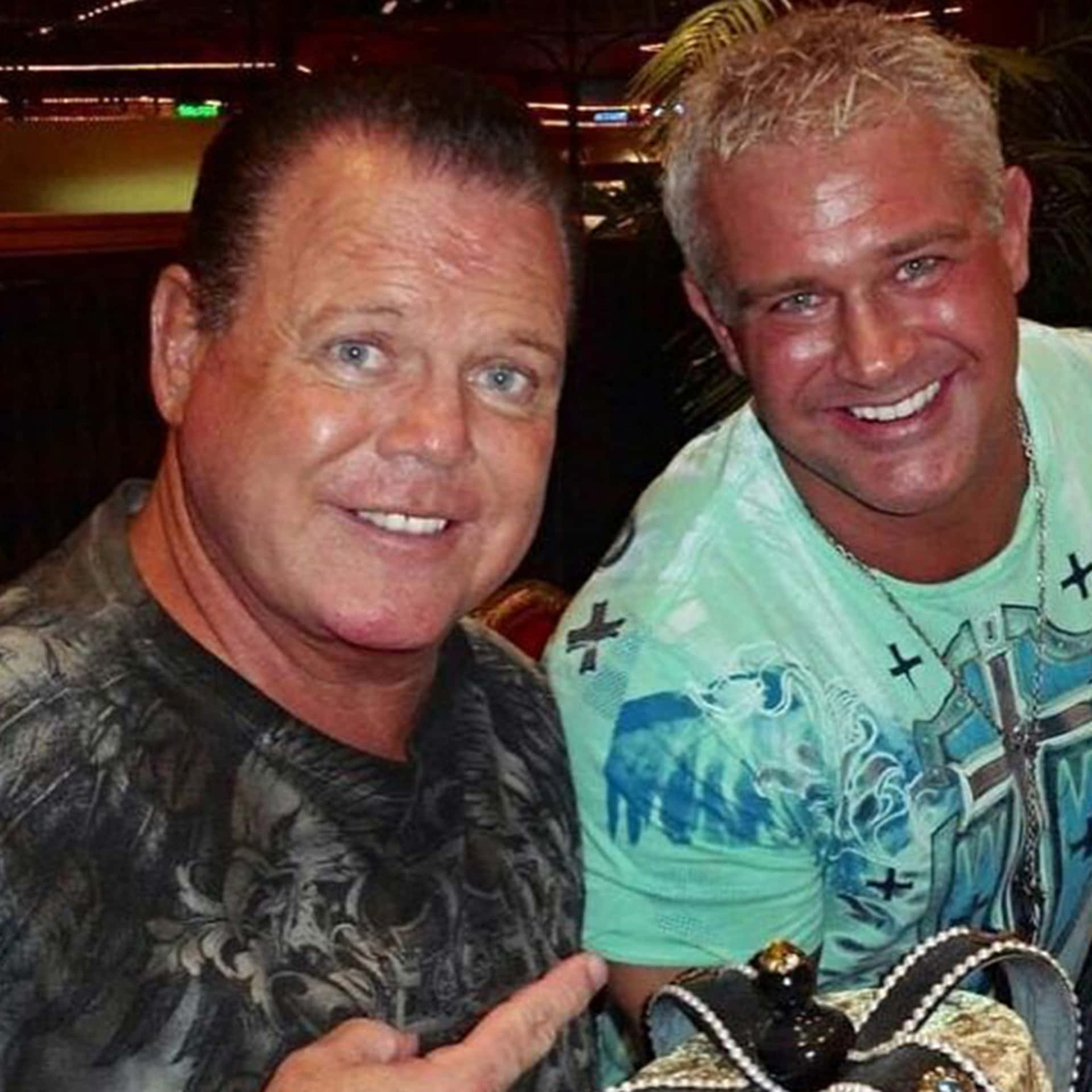 Legendary WWE Commentator Jerry Lawler with renowned wrestler Brian Christopher. Wallpaper