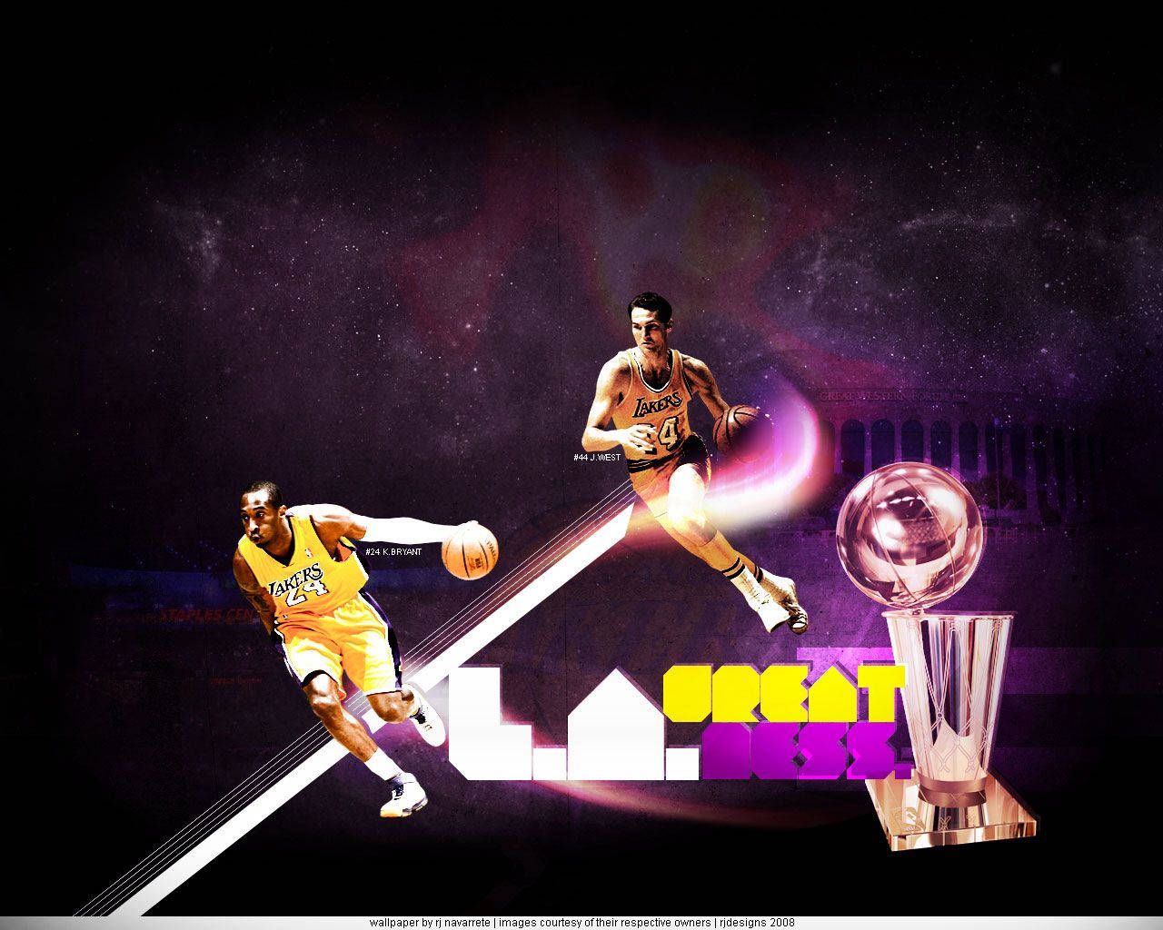 Jerry West Kobe Bryant Lakers Greatness Poster Wallpaper