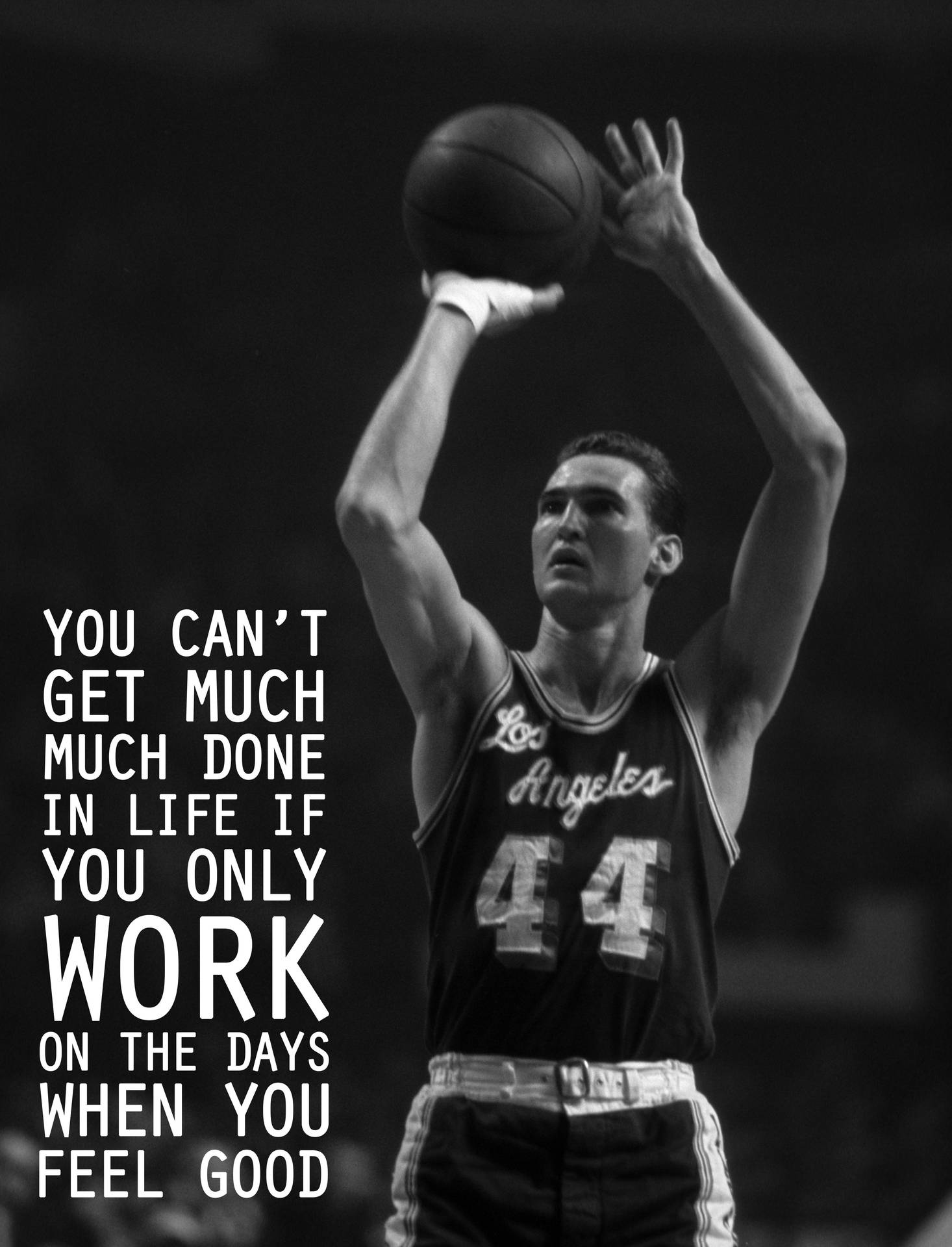 Jerry West Mr. Clutch Basketball Sports Quote Wallpaper: Jerry West Mr. Clutch Basketball Sports Quote Wallpaper Wallpaper