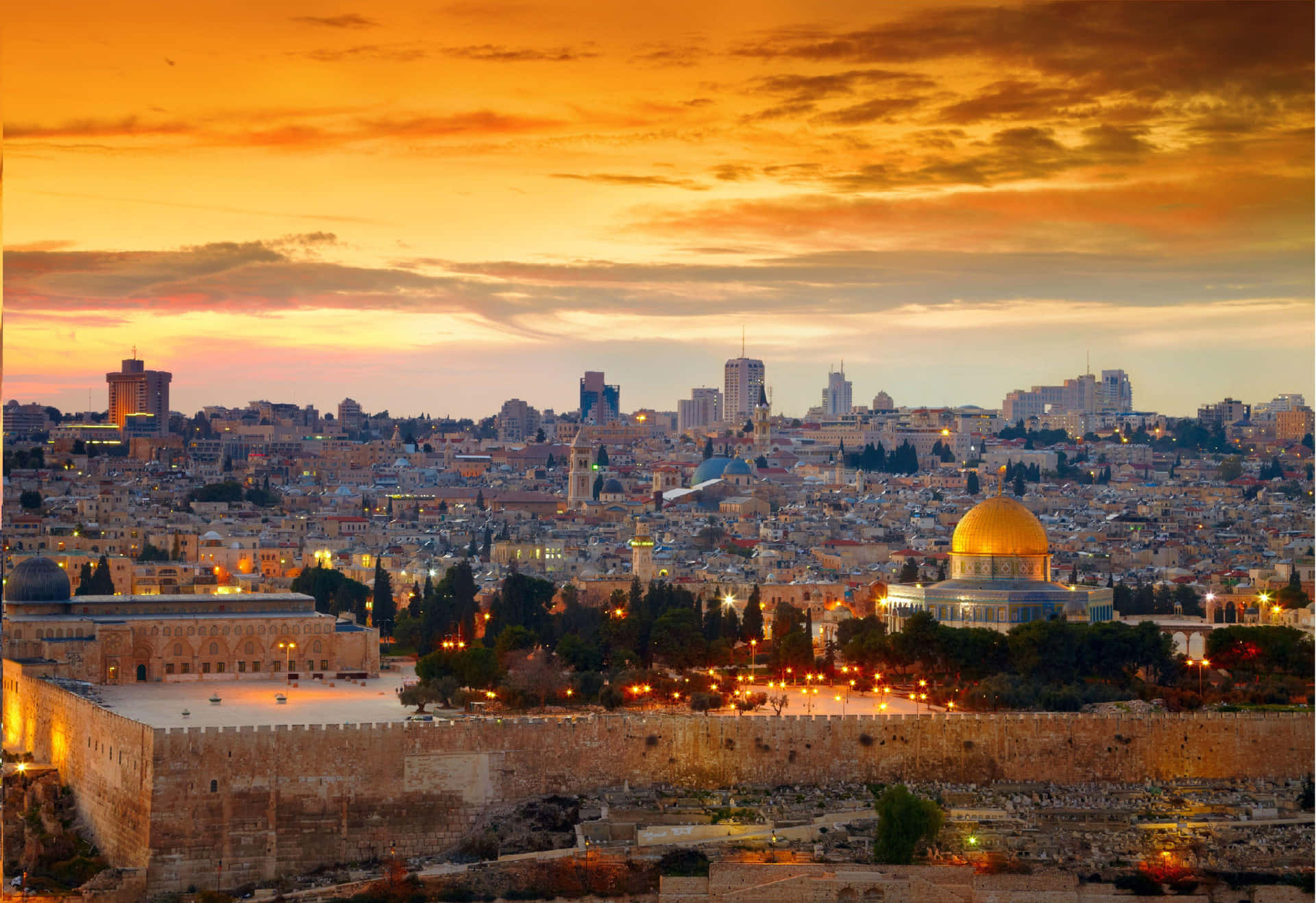 Jerusalem Sunset Skyline Wallpaper
