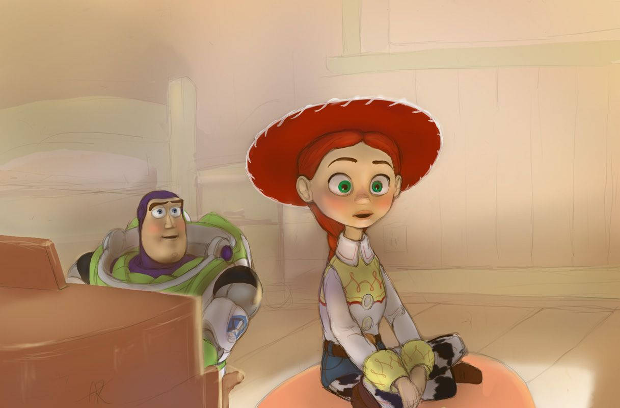 Jessie Toy Story Colored Pencil Art Background