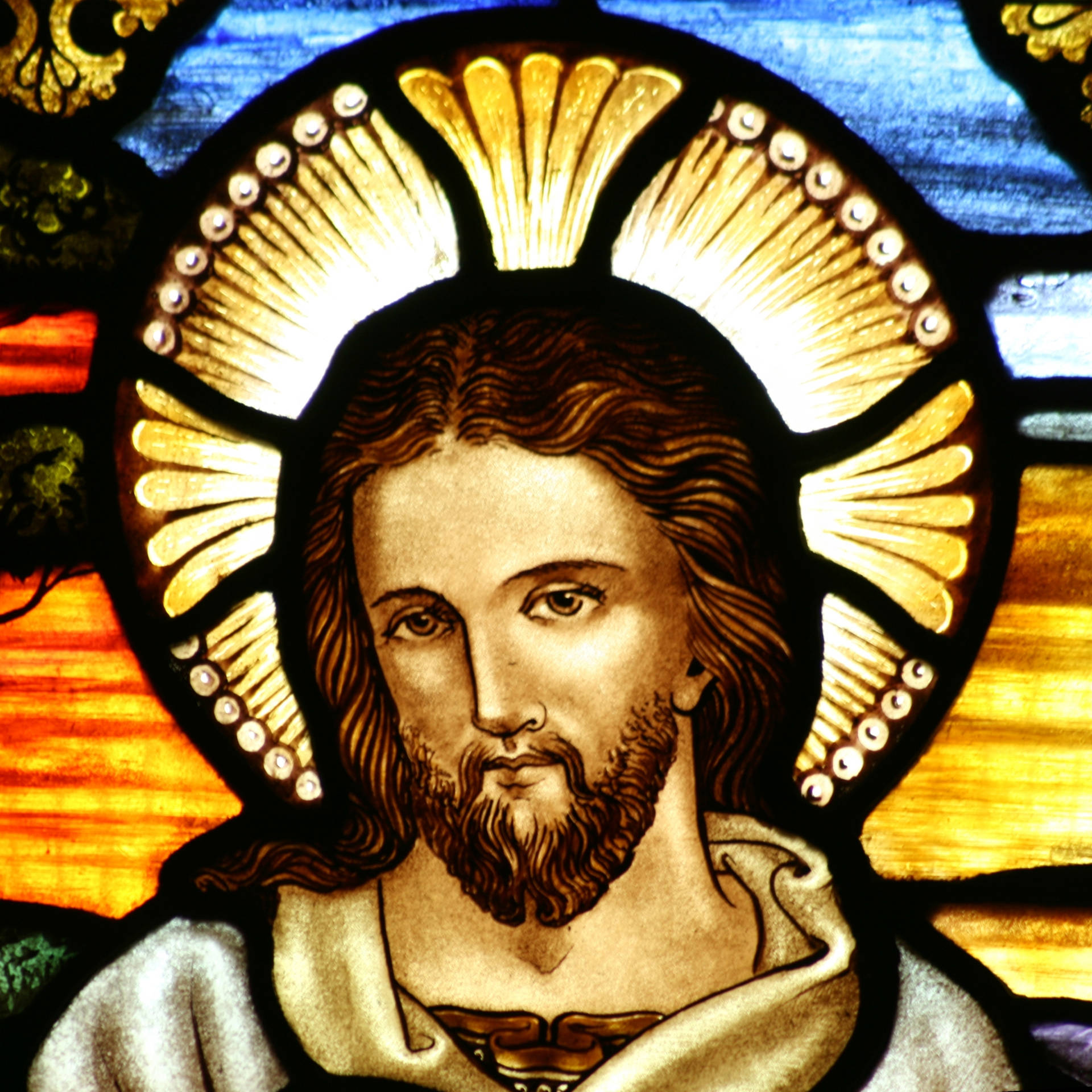 Jesus As The Good Shepherd In Christianity Religion Stained Glass Wallpaper