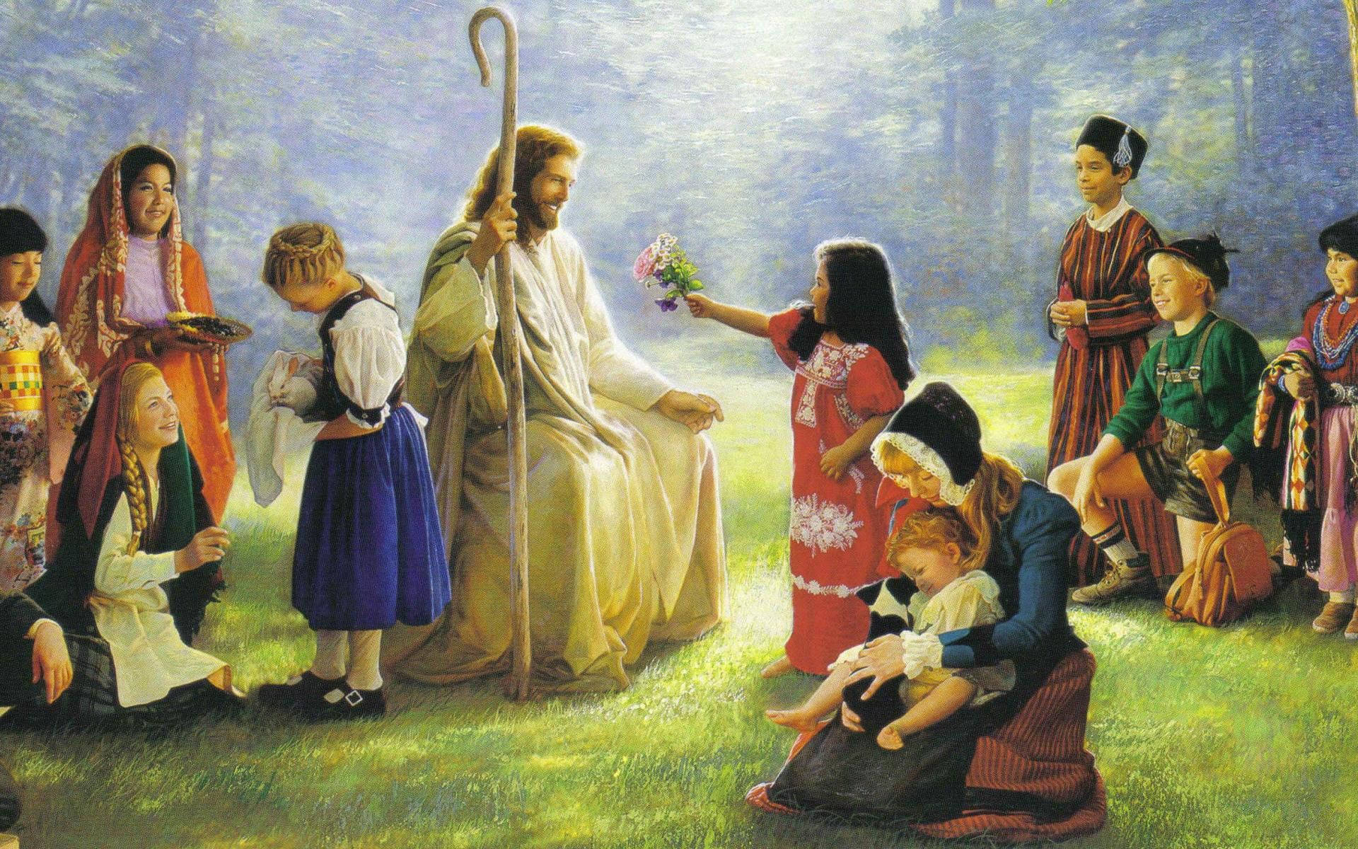 Jesus Christ And Little Children Wallpaper